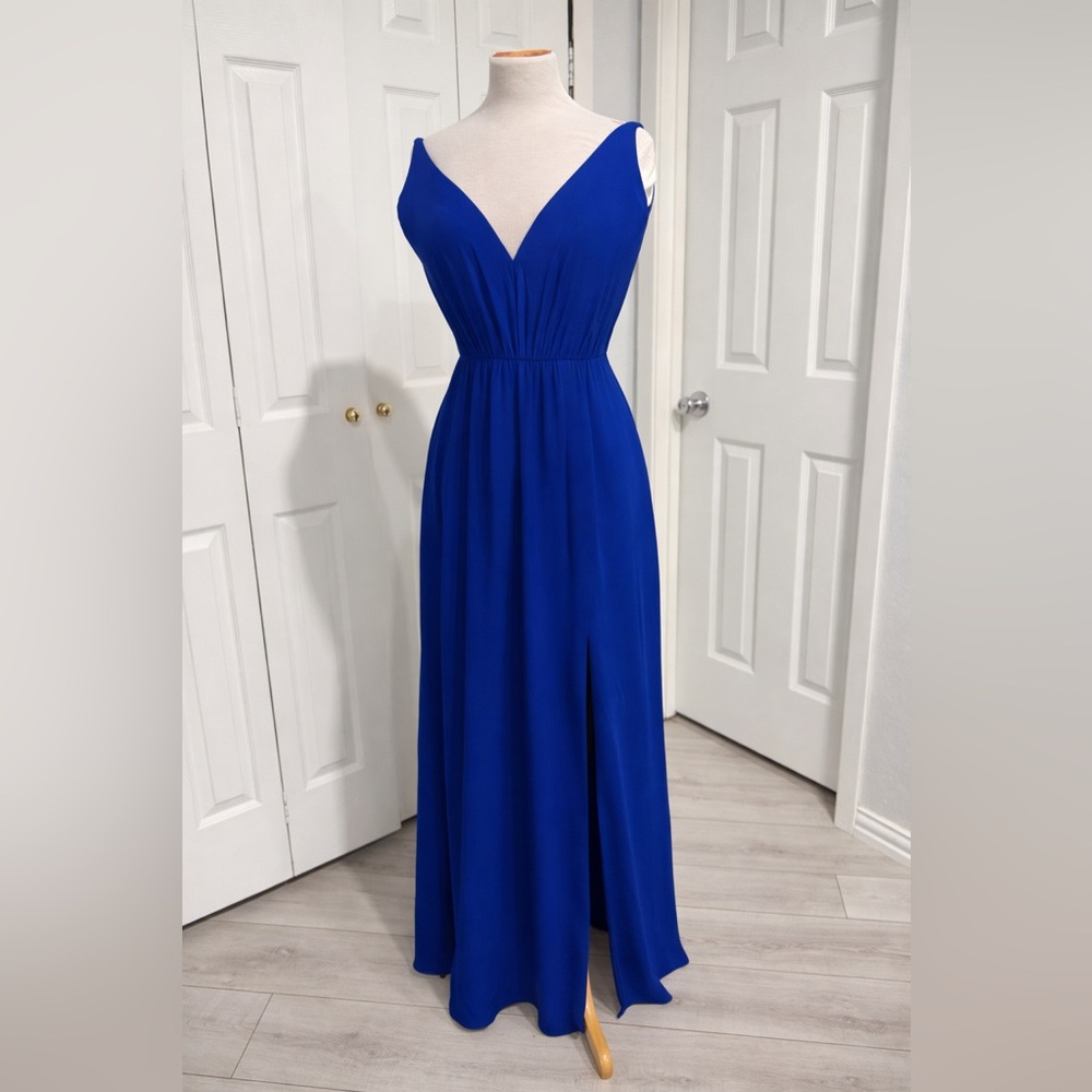 ASOS backless Cobalt/Royal Blue V-Neck Maxi Prom Dress